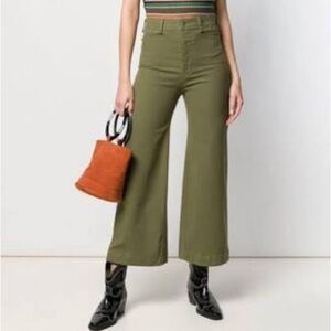 Veronica Beard Olive Flare Jeans